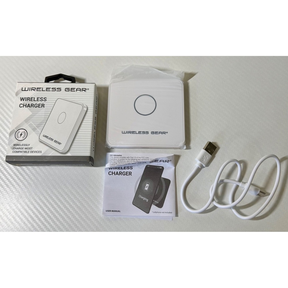 Wireless Gear Wireless Charger BL2187 New White 10W Qi Charging Pad USB Cable